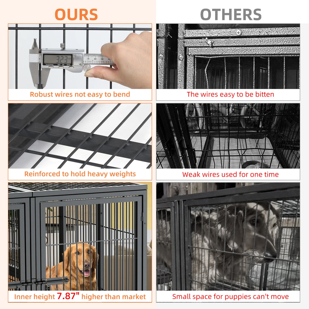 Jumbo Large Metal Pet Playpen, Kennel House with Steel Lock and Removable Trays, Heavy Duty Dog Cage