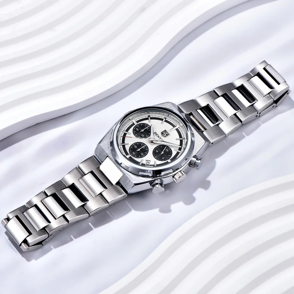 BENYAR New Quartz Automatic Date Chronograph Luminous Life Waterproof Luxury Men watch 40mm Dial Stainless Steel Strap Man watch