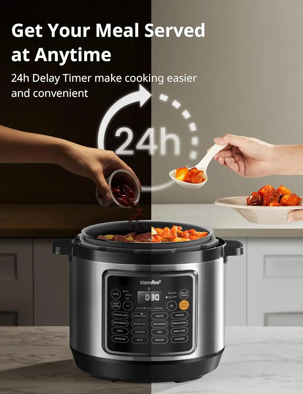 8-Quart Multi-Function Pressure Cooker with Ceramic Pot, 16 Presets for Healthy Meals