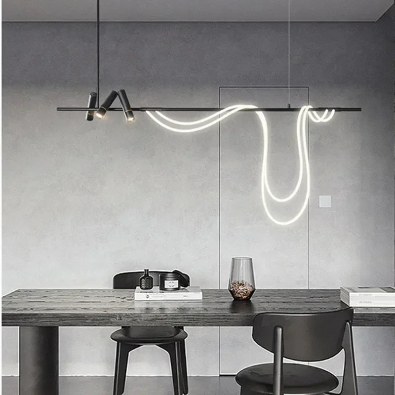 Nordic Designer Light Luxury High-end Sentimental Long Chandelier Exhibition Hall Kitchen Bar Home Decoration Pendant Lights LED