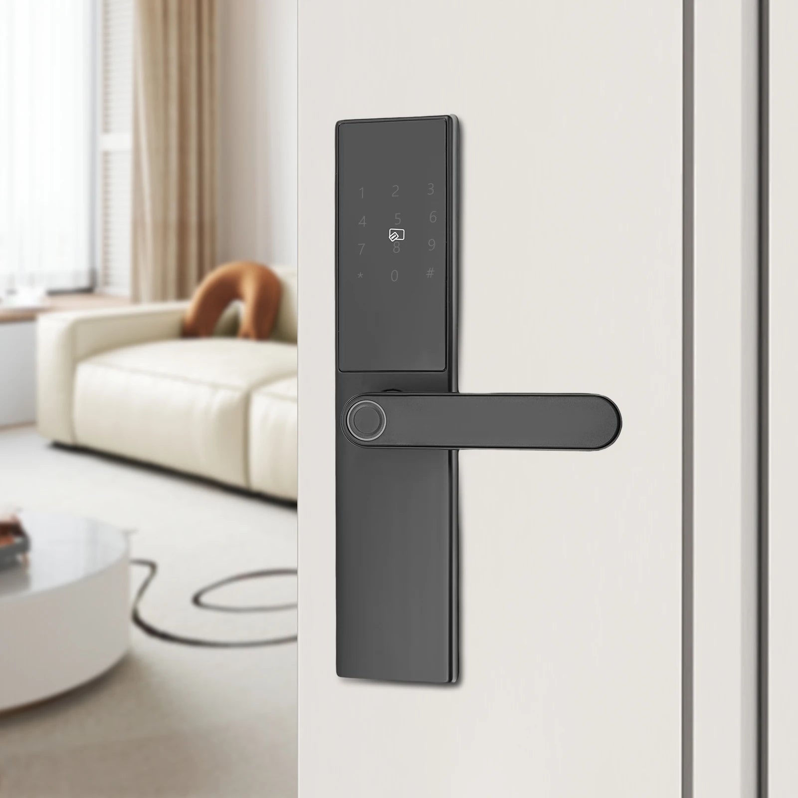 Smart Door Lock 50 Groups Fingerprint Password Entry Home Lock Digital Keypad Door Lock 35-55mm Door Thickness 11.81*2.68*2.83in