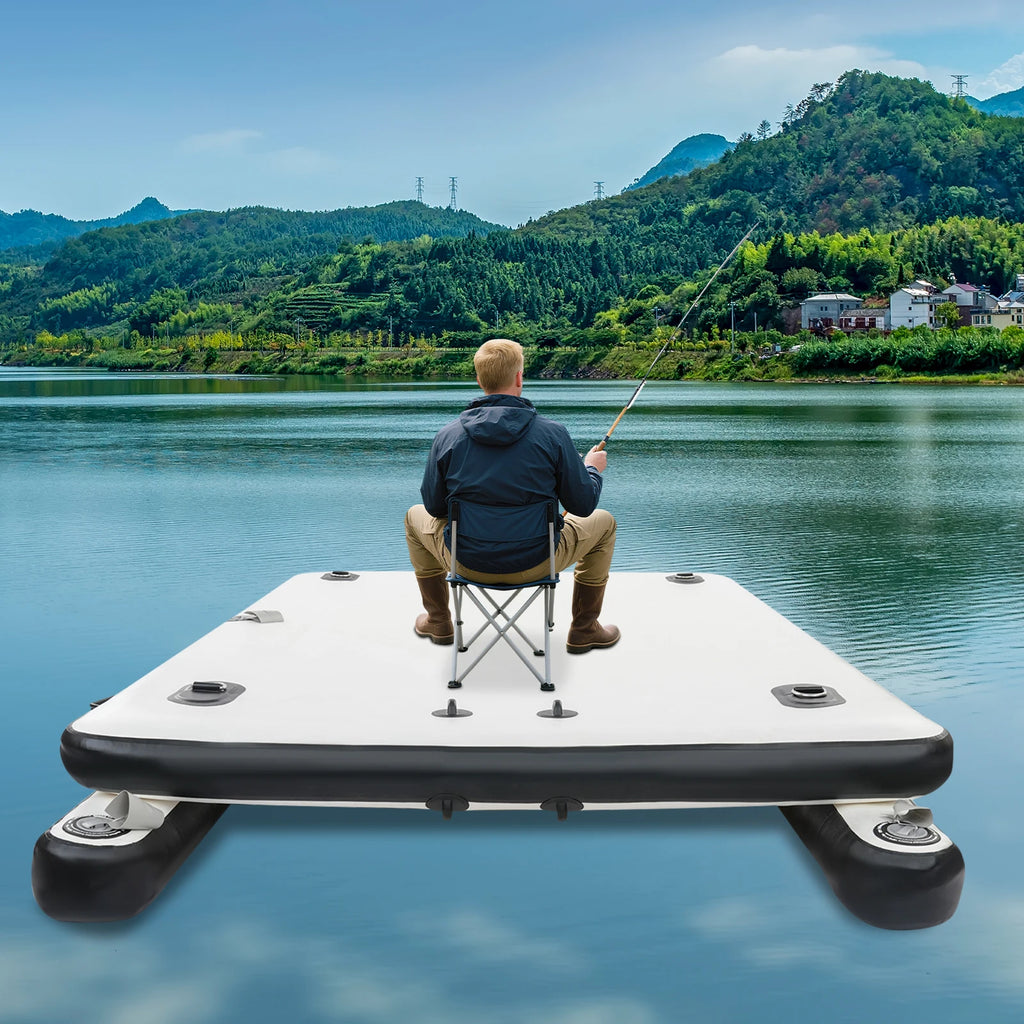 PVC Portable Fishing Boat Inflatable Boat Multi Person Inflatable Swimming Dock 400kg Load Capacity for Amping/Family Bonding