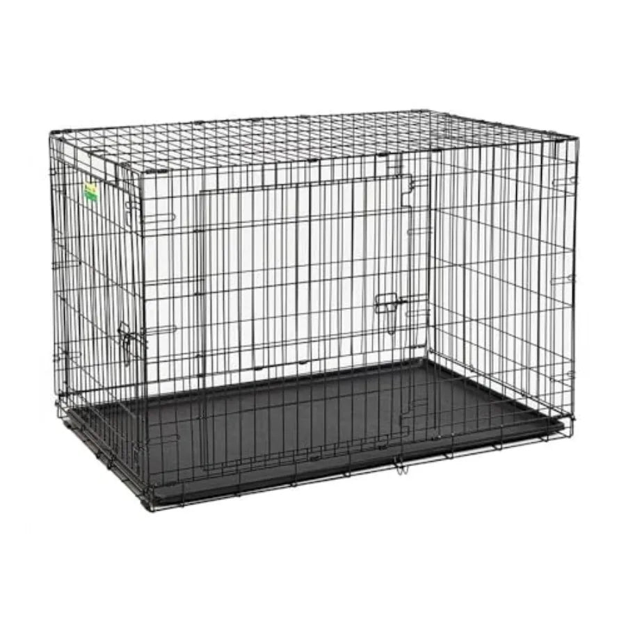 48 Contour Double Door Dog Crate for Large Breeds with Reinforced Steel Frame Easy Assembly Design Ideal for Home or Travel Use