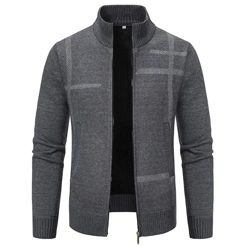 Thickened Knitted Men's Jacket Outerwear Stand Collar Sweater Warm Cotton Clothes Winter Casual Fashion from Mainland China