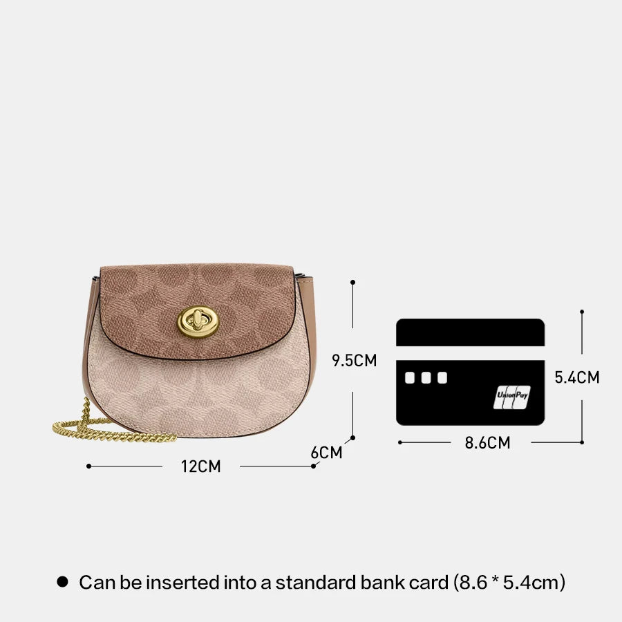 Turnlock Card Case Small Crossbody Bags For Women,Small Saddle Purse And Bags Mini Purses Card Case In Blocked Signature Canvas