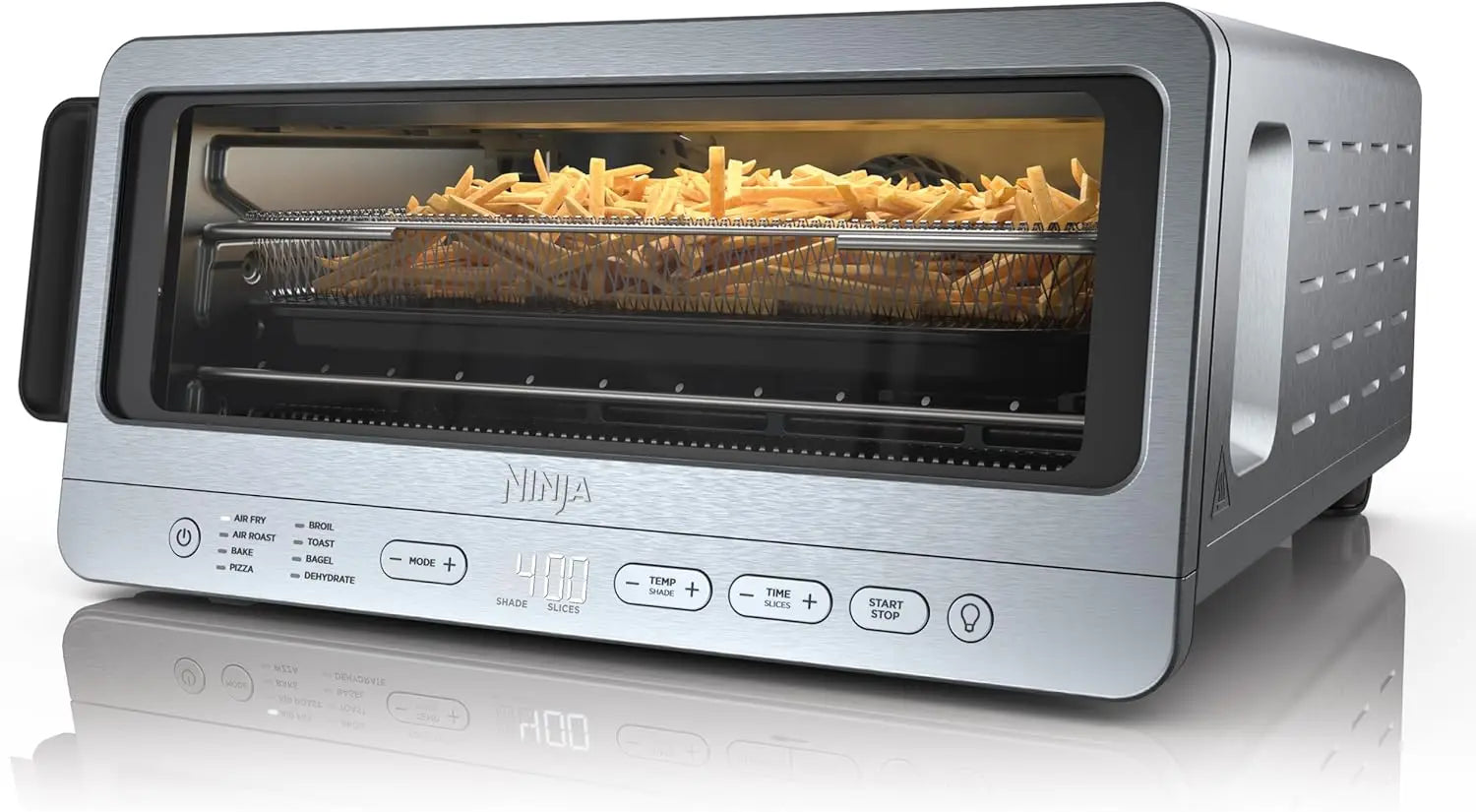 8-in-1 Flip Toaster Oven with Air Fryer, Large Capacity, 1800W, Stainless Steel for Easy Storage