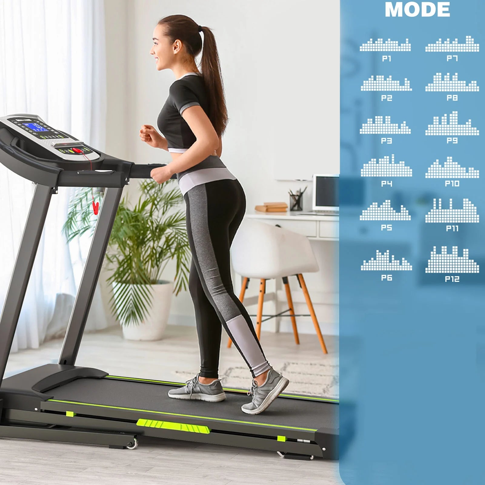 3.5 HP 0.5-7.5 MPH  Portable Foldable Treadmill with Handles 15% Auto Incline Home Running Walking Treadmill Fitness Equipment