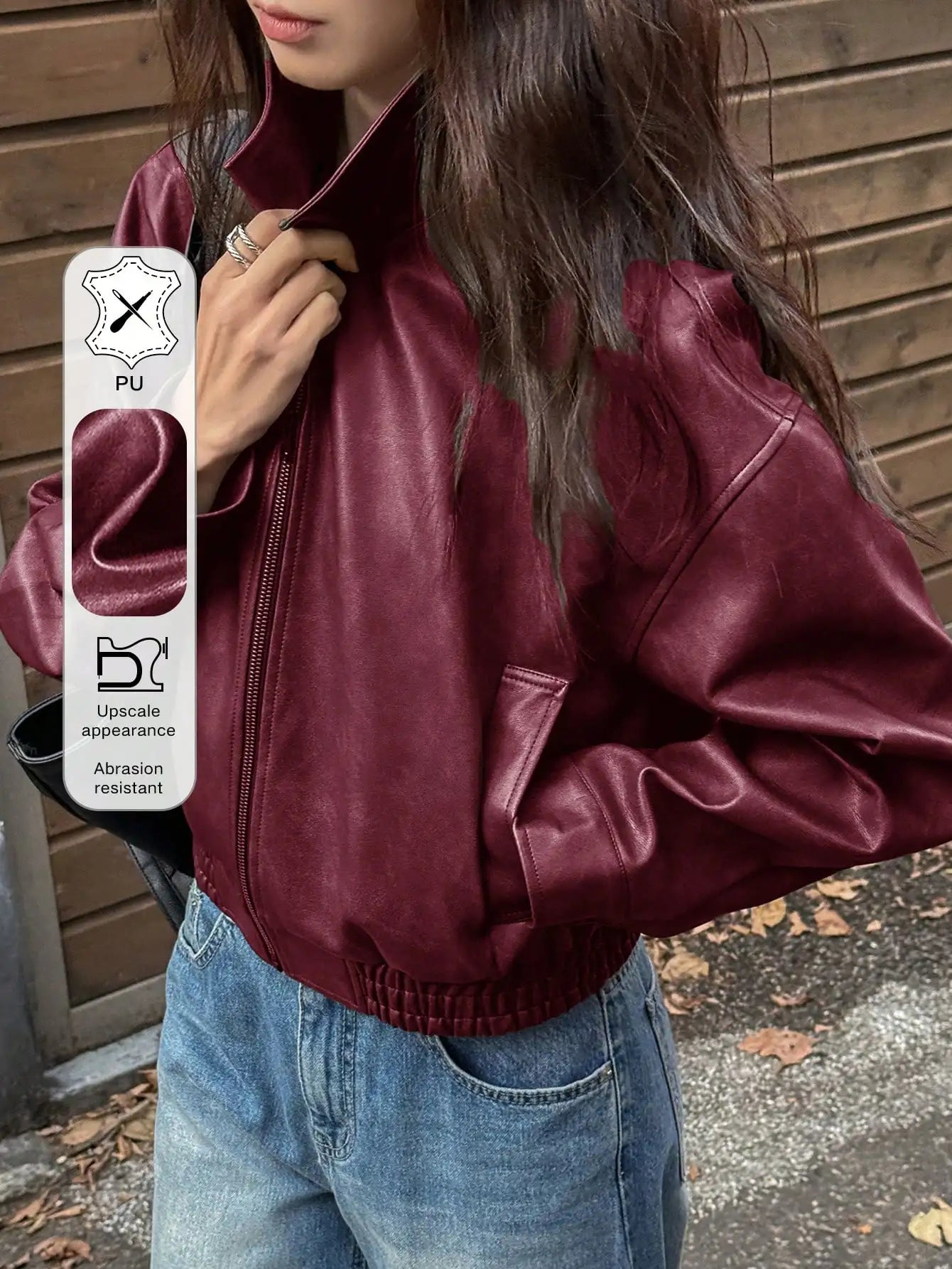 DAZY Spring New Vintage Leather Jacket Short Women Regular Jacket For Valentine's Day,Fall Clothes