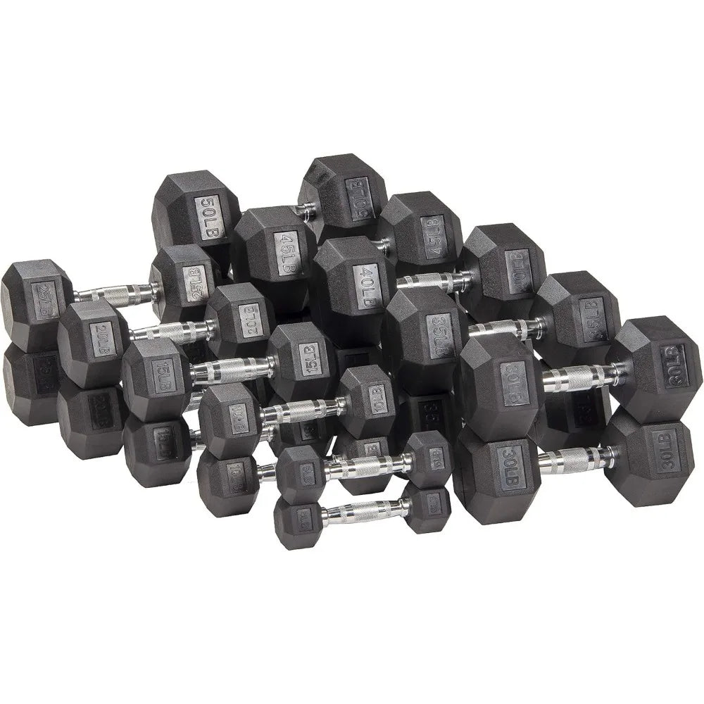 Fitness Premium Rubber Encased Hex Dumbbell