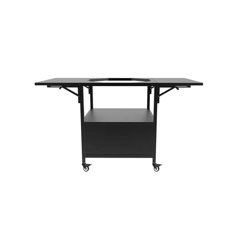Outdoor Grill Table for Kamado BBQ, Metal Grill Cart with 2 Folding Panels, Fits Large Grills and Kamado Joe Jr, Perfect for