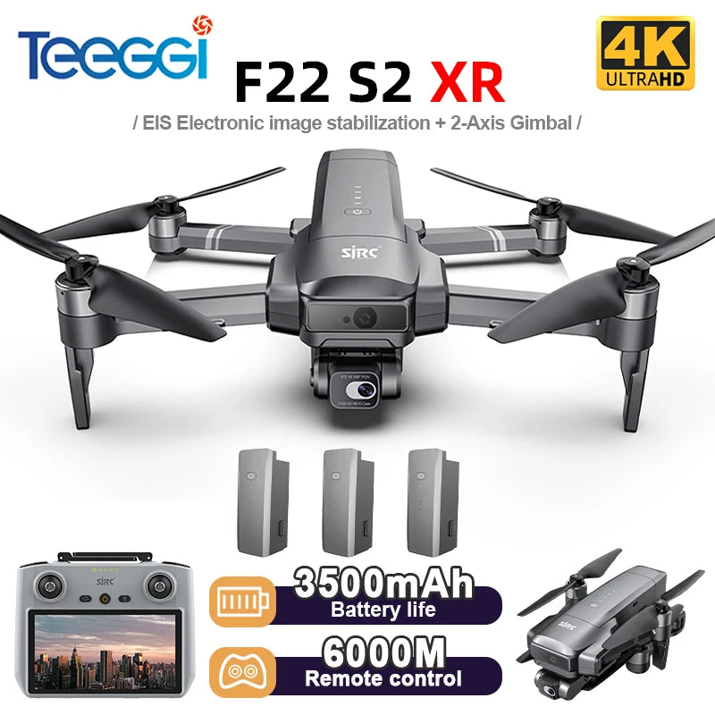 SJRC F22 S2XR PRO+ GPS Professional Drone With 4K EIS Camera Obstacle Avoidance Drones 2Axis Stabilized Gimbal 6KM RC Quadcopter