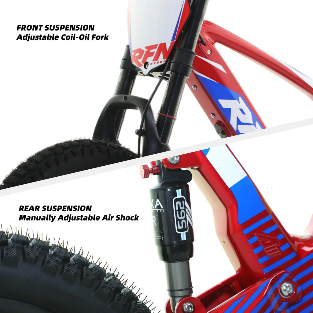 RFN Racing 18 Electric Dirt Bike For Kids - 36V 3-Speed Stunt Jump Bike - Lightweight Aluminum Frame Electric Bike For Age 14+