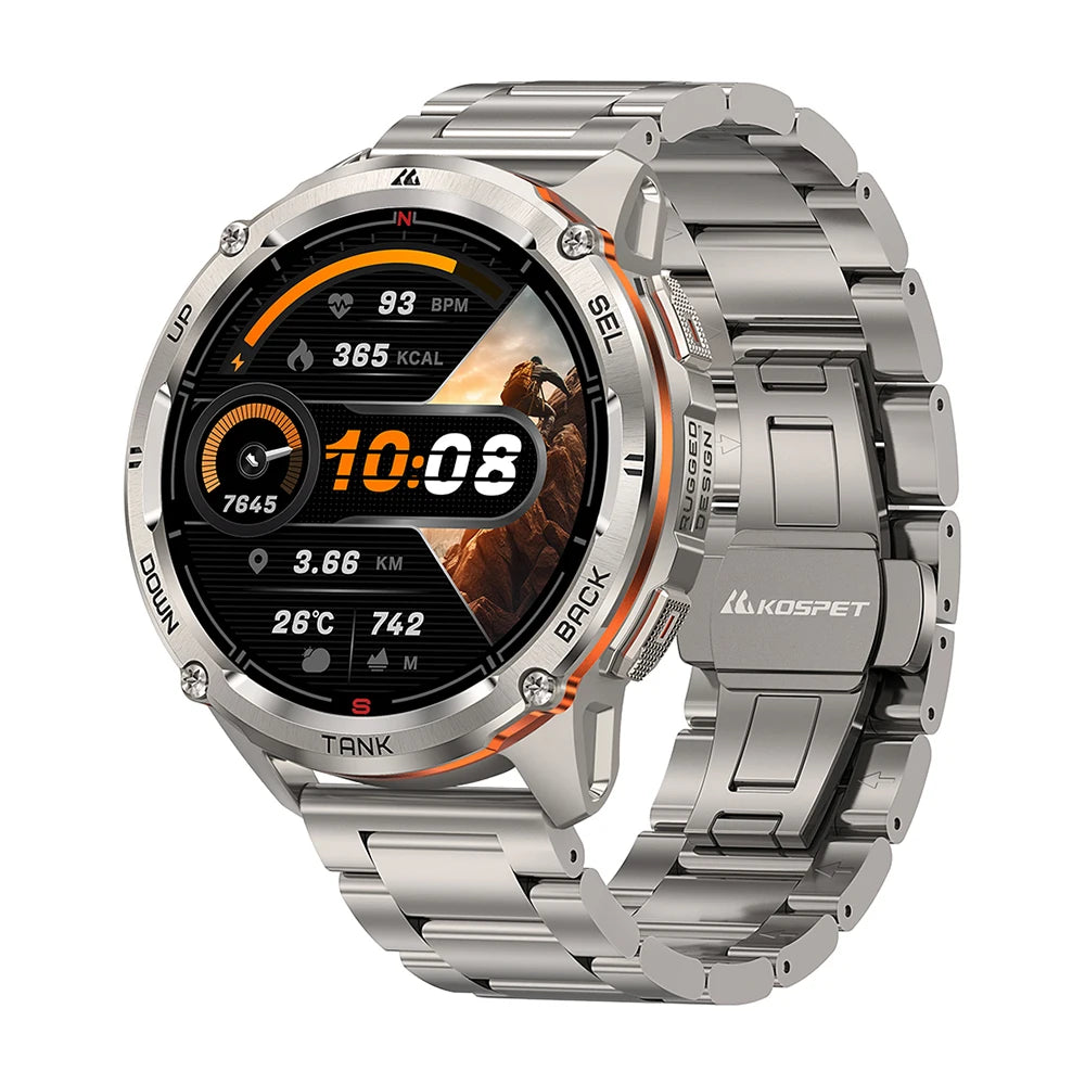 KOSPET TANK T3 Ultra 2 GPS Smart Watches Men Compass Altimeter Barometric 5ATM IP69K Waterproof AMOLED Bluetooth Call Mens Watch
