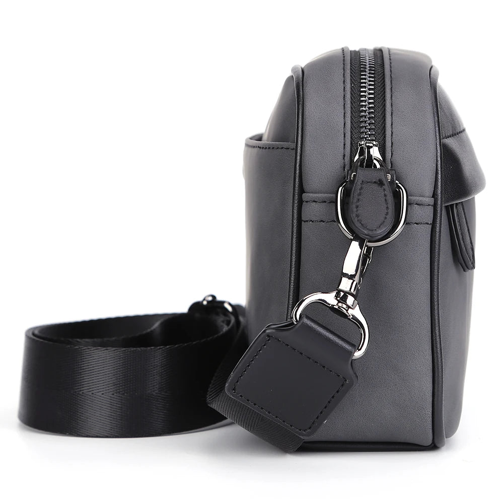 Business Men Casual Shoulder Bag Small Square Plaid Designer Crossbody Bags PU Leather Messenger Bag Fashion Travel Handbags