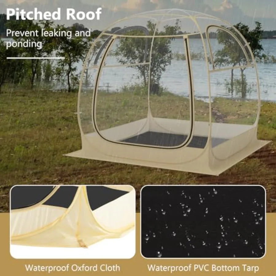 All Weather Pop Up Instant Tent for 56 People With Waterproof Tarp Floor Outdoor Clear Bubble for Sports Events Fishing Camping