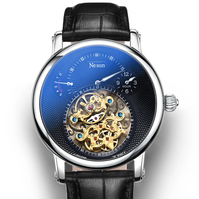 NESUN automatic mechanical men's watch, multi-functional luminous stainless steel classic business men's watch