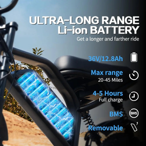 16'' Fat Tire Electric Bike for Teens/Adults 500W Motor 36V/12.8Ah Removable Battery 22MPH 40-50KM Range Small E-Bike Customized