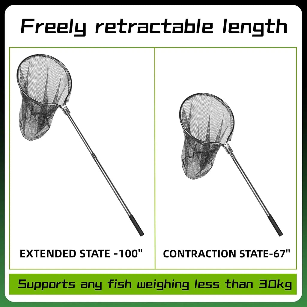 Extra Large Aluminum Fishing Net with Telescoping Handle, 20in Opening for Saltwater and Freshwater