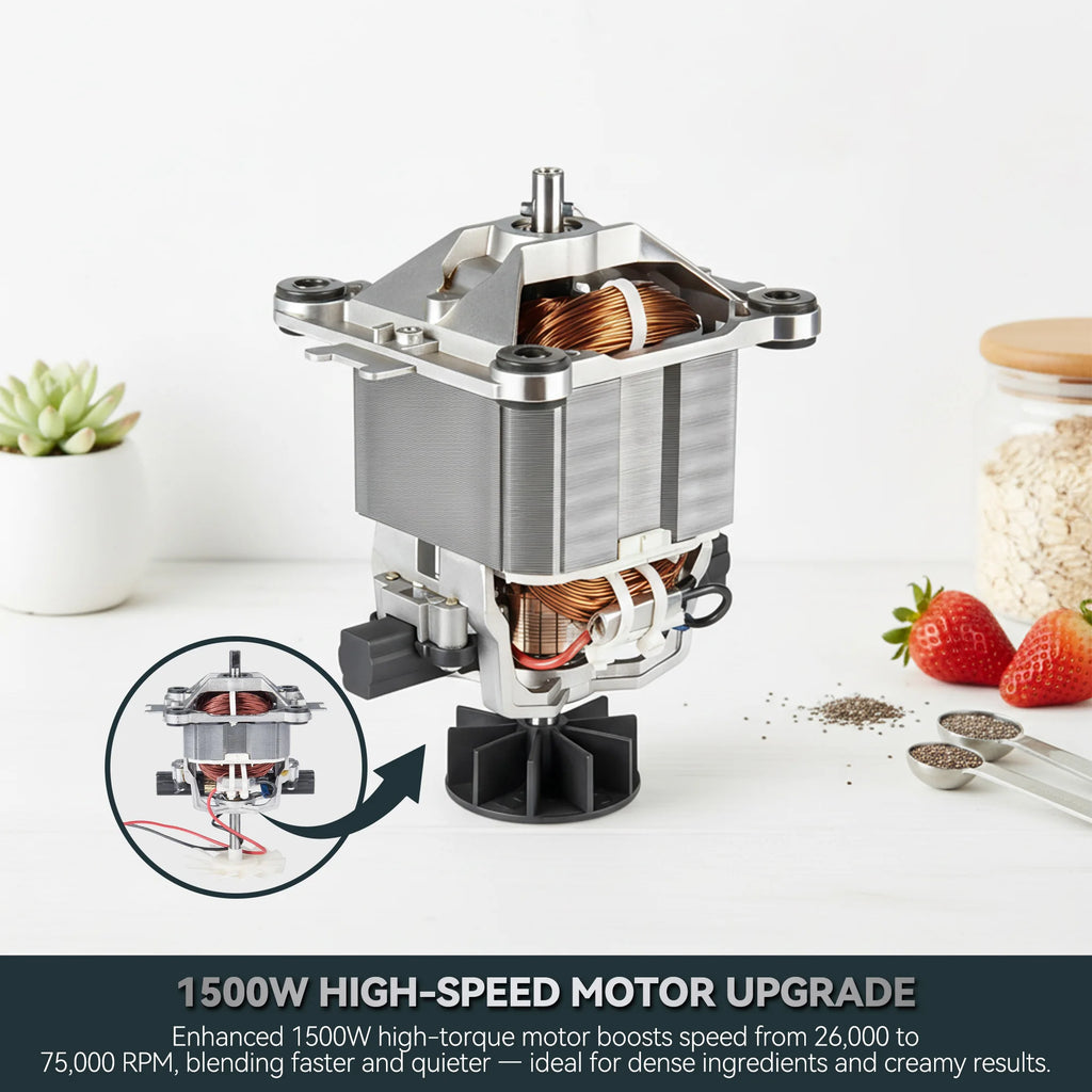 Stainless Steel Glass Blenders for Kitchen，1500W Motor, Food Processor Combo 9 Adjustable Speeds, 14 Preset Programs