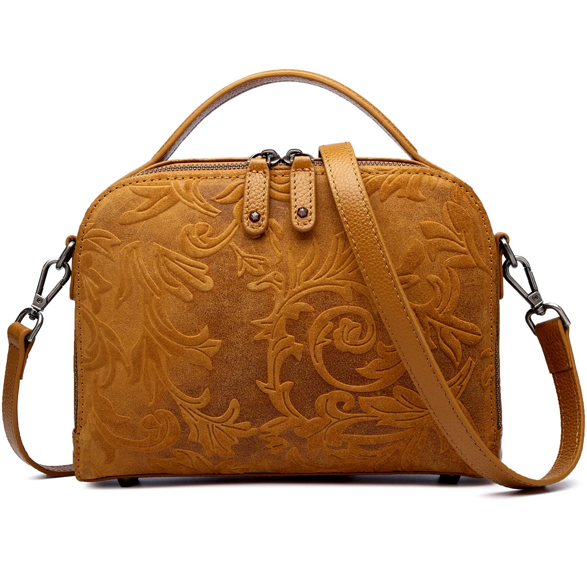 Genuine Leather Crossbody Bag for Women Floral Print Purse Vintage Square designer handbags knock offs shoulder bag Purse
