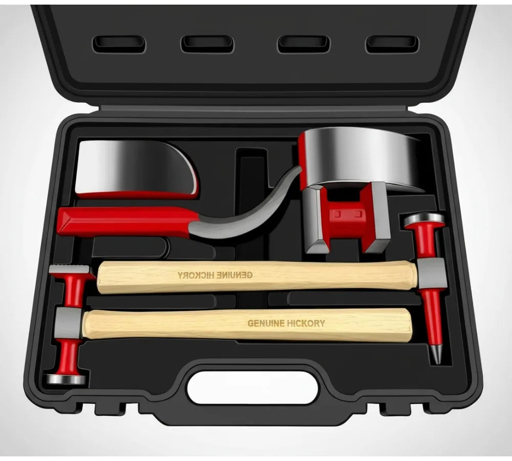 6-Piece Heavy Auto Body Repair Tool Kit with Hammer Dolly Set, Carrying Case for Car Dent Removal
