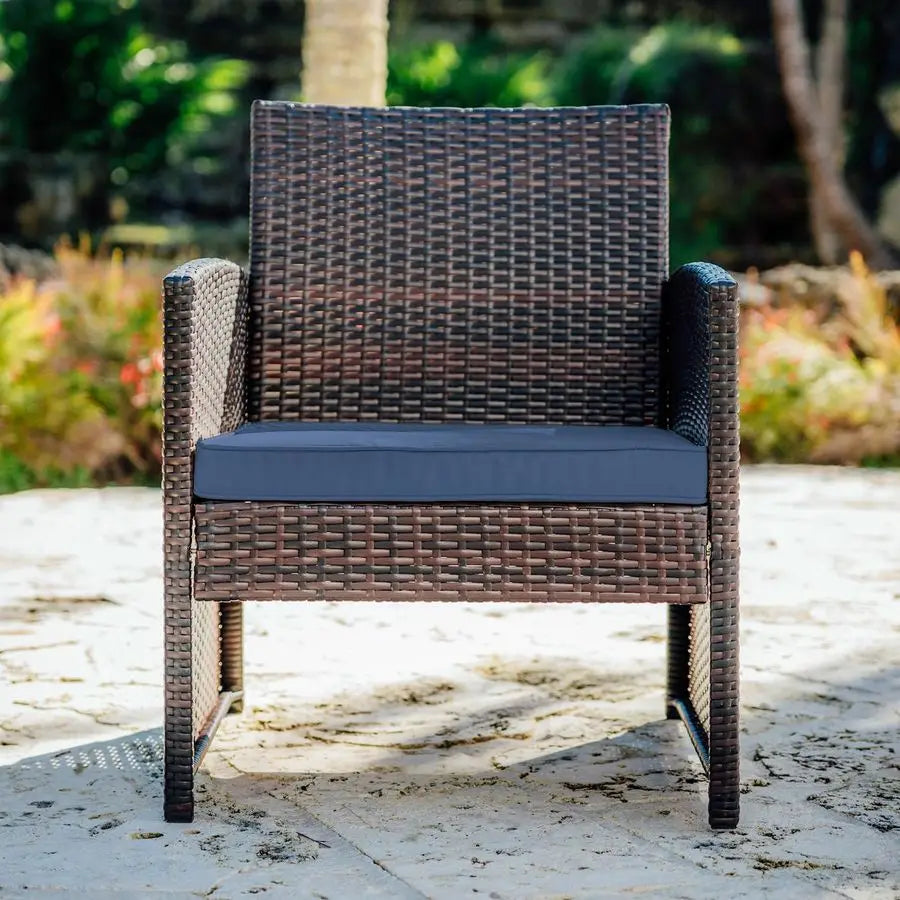 Wicker Patio Furniture Set 3 Piece Bistro Table and Chairs Set of 2, Front Porch Furniture Set, Patio Chairs Set of 2, Outdoor P
