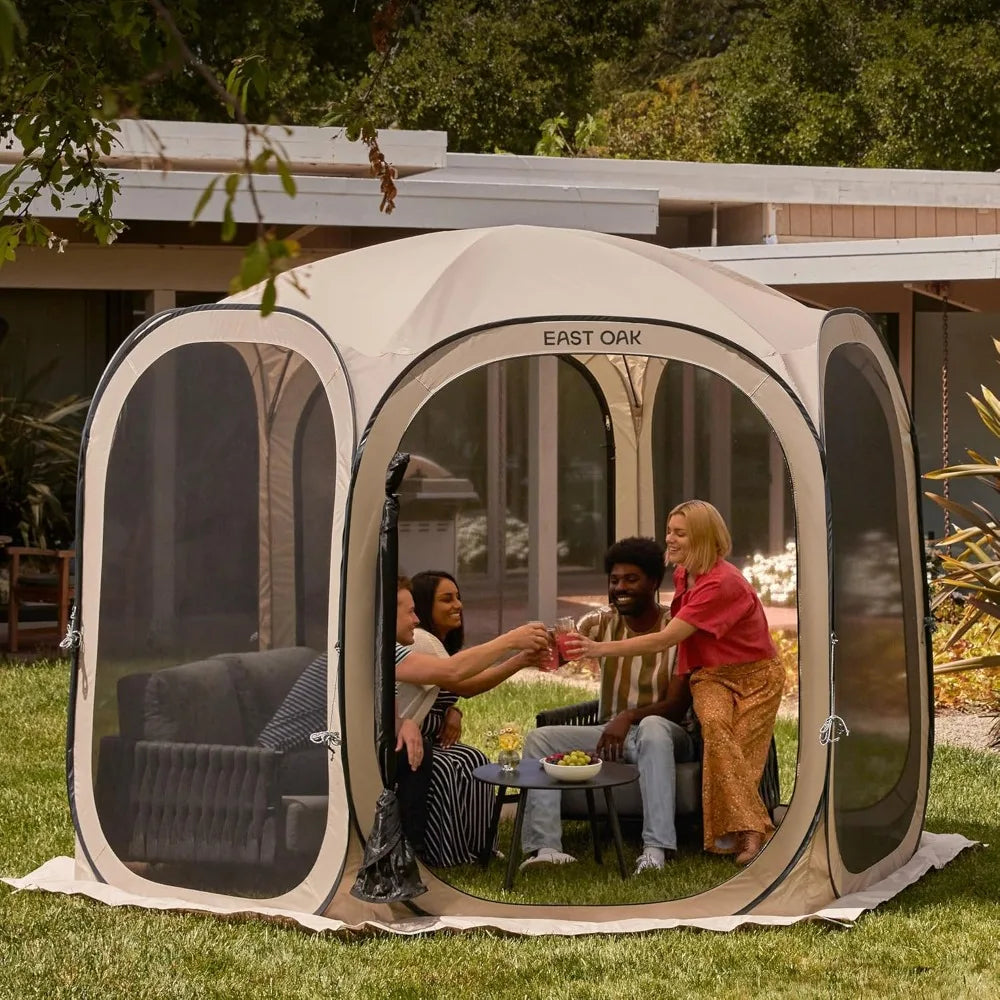 Screen House Tent Pop-Up, Portable Screen Room Canopy Instant Screen Tent 10 x 10 FT with Carry Bag for Patio, Backyard, Deck