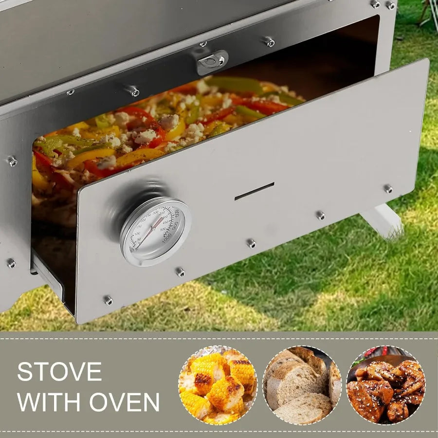 Wood Burning Stove with Oven for Outdoor Winter Camping and Hunting: Portable Pellet Stove Made of 304 Stainless Steel with Int