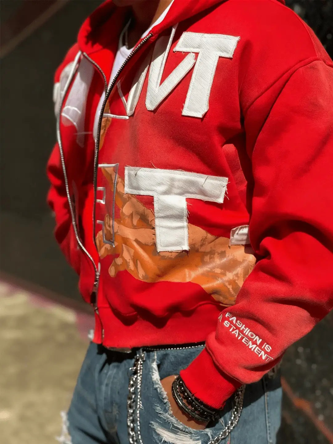 Streetwear Sweatshirt Harajuku Hoodie with Retro Letter Print Oversized Zipper Hoodie Autumn Winter Graphic Sweatshirt for Men
