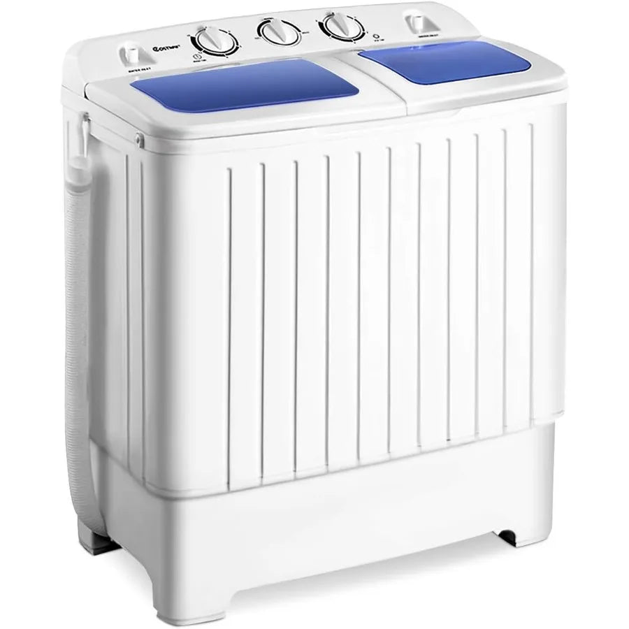Portable Mini Compact Twin Tub Washing Machine 20lbs Washer Spain Spinner Portable Washing Machine Blue+ White