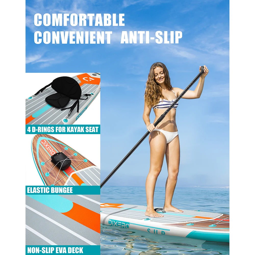 Myboat DIXERO Waterproof Inflatable Paddle Board 11''x33''x6''Adult Standing Style Aquatic With Kayak Accessories SUP Board