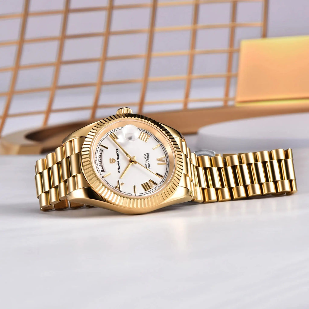 2025 New PAGANI DESIGN DD36 Gold White Automatic Mechanical Watches Men ST16 Movt AR Sapphire Glass Wristwatch Men For Gift Box