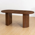 70.8" Oval Dining Table for 6-8 Person Kitchen Table with Semi-Cylindrical Legs Base Large Wooden Round Dining Room Table Modern