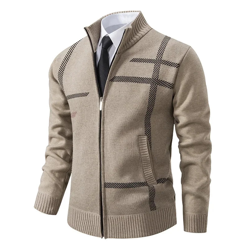 Thickened Knitted Men's Jacket Outerwear Stand Collar Sweater Warm Cotton Clothes Winter Casual Fashion from Mainland China