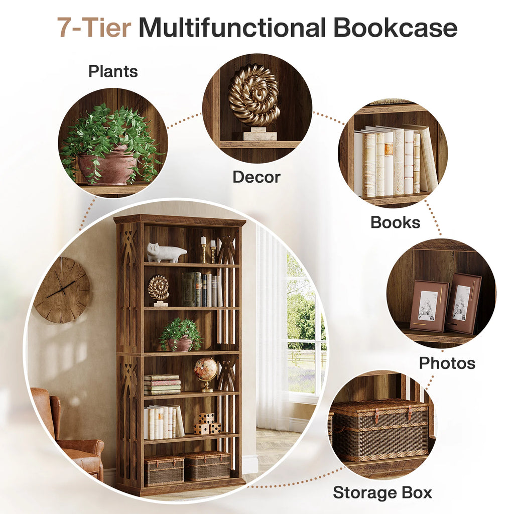 Tribesigns 6-Tier Bookshelf, 75-Inch Tall Bookcase, Large Bookshelves and Bookcases Freestanding Display Shelves, Wood Bookshelf