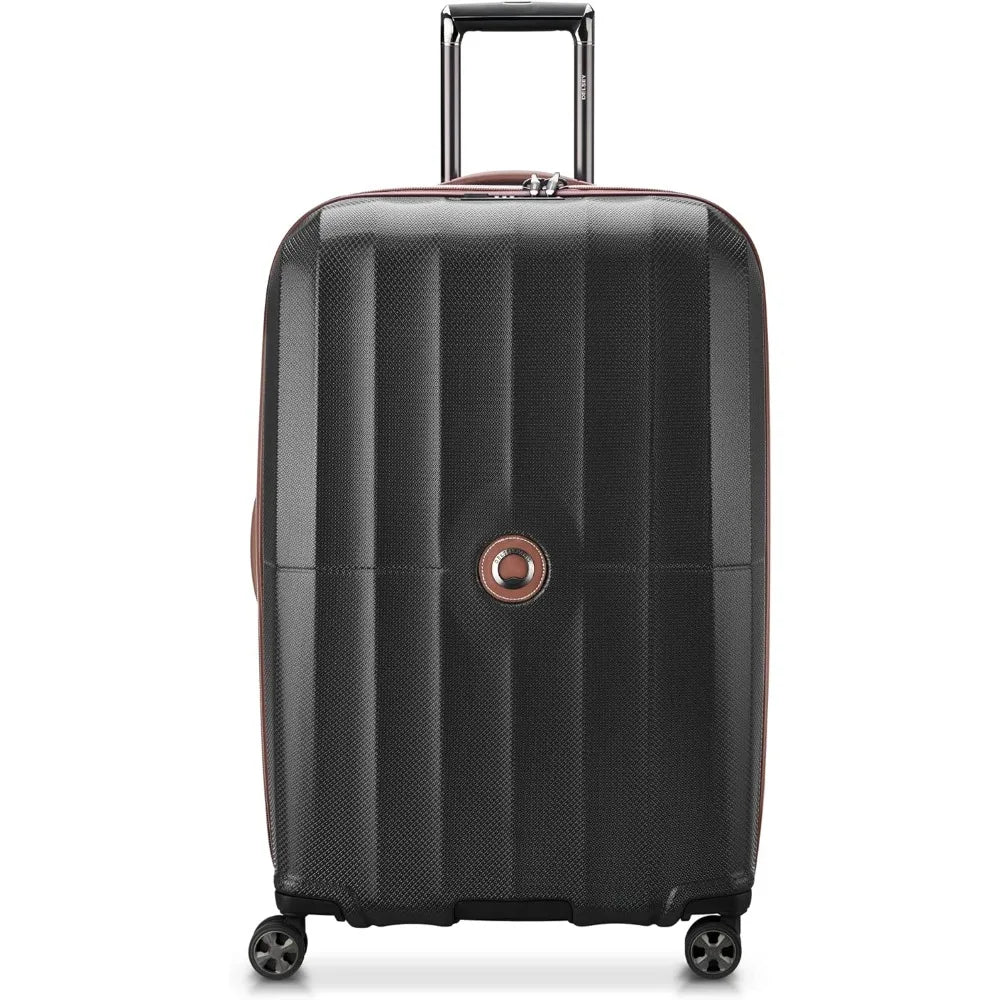 paris hardside expandable spinner luggage set, black, 3-piece (21/24/28)