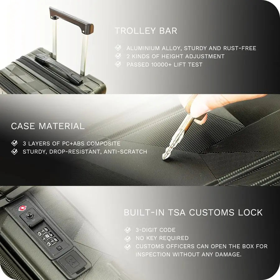 inch Carry On Luggage Expandable Top Opening Clamshell Opening, TSA Approved Carry On Luggage Hard Shell Suitcases, Lightweight