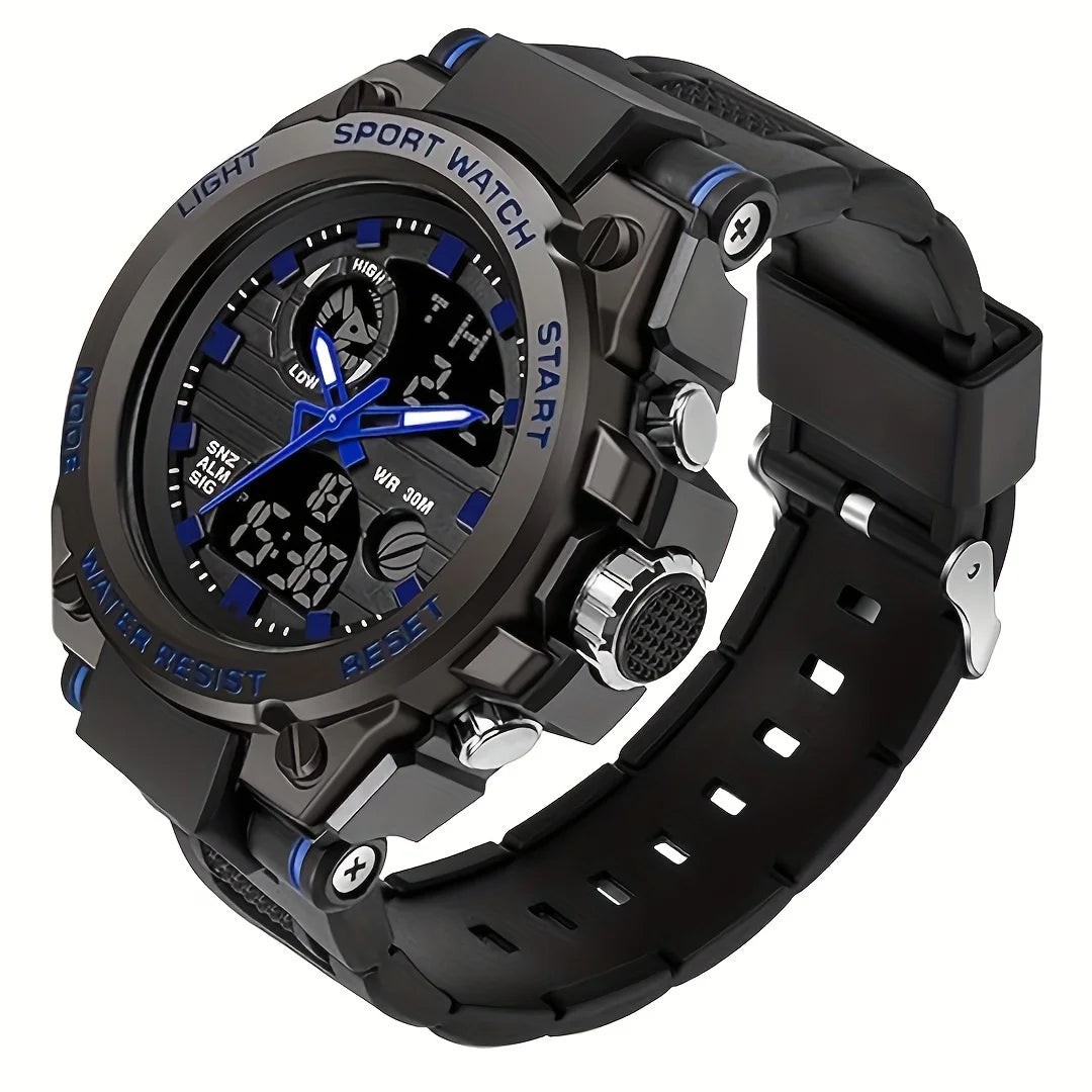 Watches for Men Watch Outdoor LED Stopwatch Digital Electronic Large Dual Display Tough Electronic Clock Wrist Watches for Men