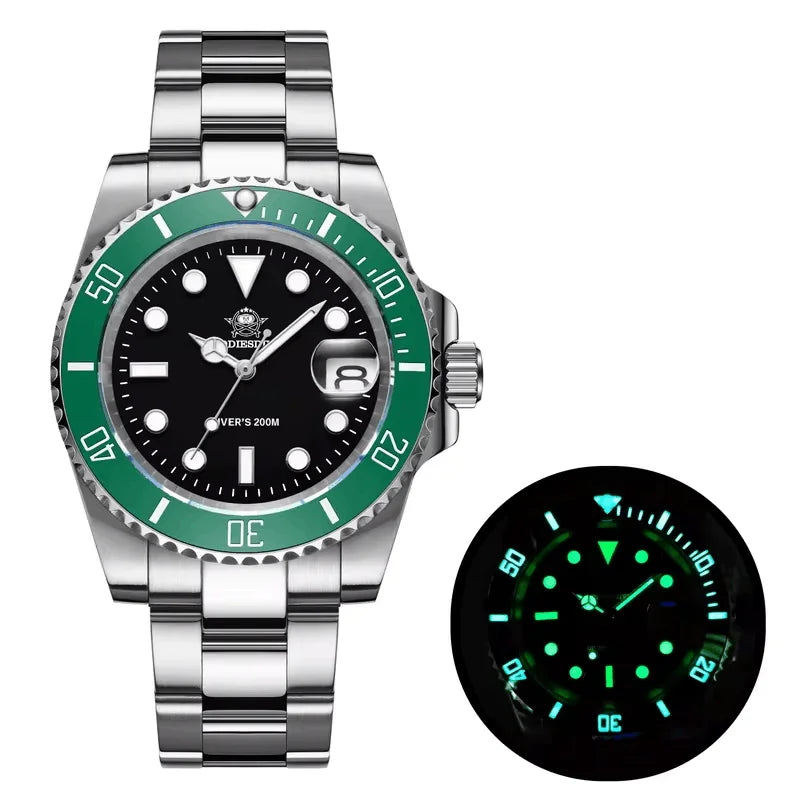 ADDIESDIVE 41mm Men's Analog Watch BGW9 Luminous Unidirectional Ceramic Bezel 200m Diver's Watch Men's Quartz Steel Watch MY-H3