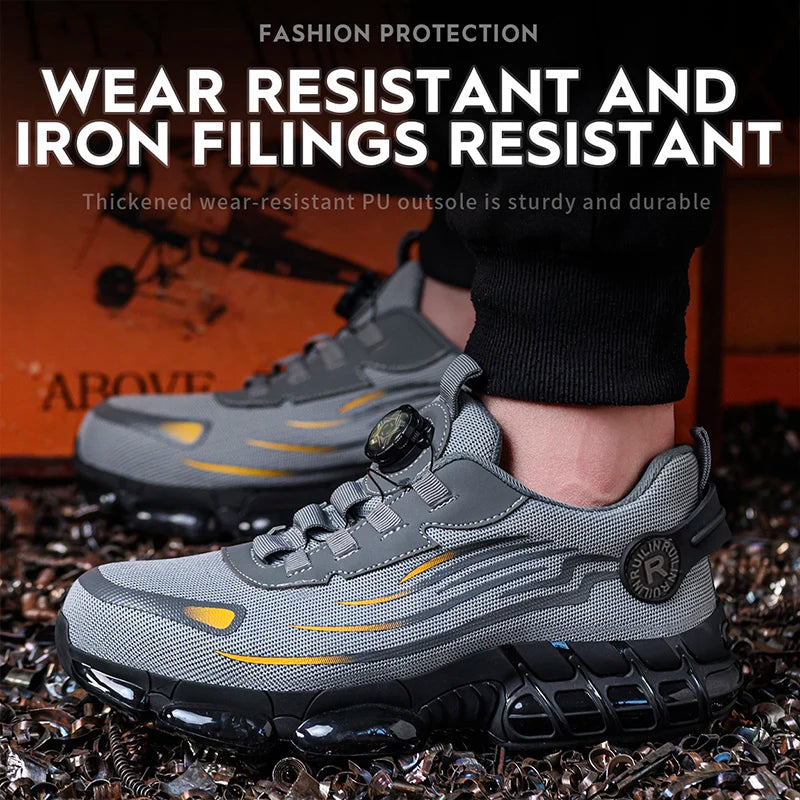 Indestructible Steel Toe Protective Safety Shoes Slip Resistant Abrasion Resistant Work Shoes Men Tough Comfortable Sneaker ﻿