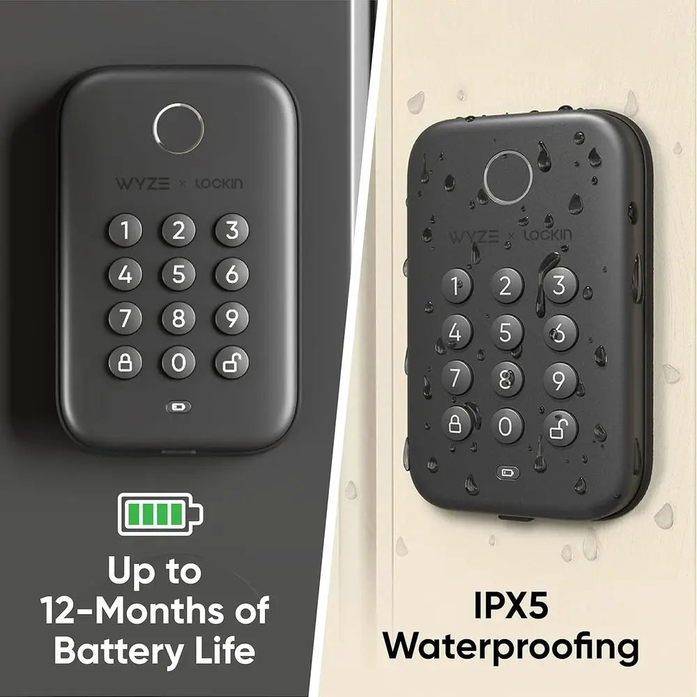 Wyze Auto-Lock Bolt, ingerprint Unlock with Keypad, Eic Digital Entry Door Smart Deadbolt Lock, IPX5 Weatherproo, Easy Installat