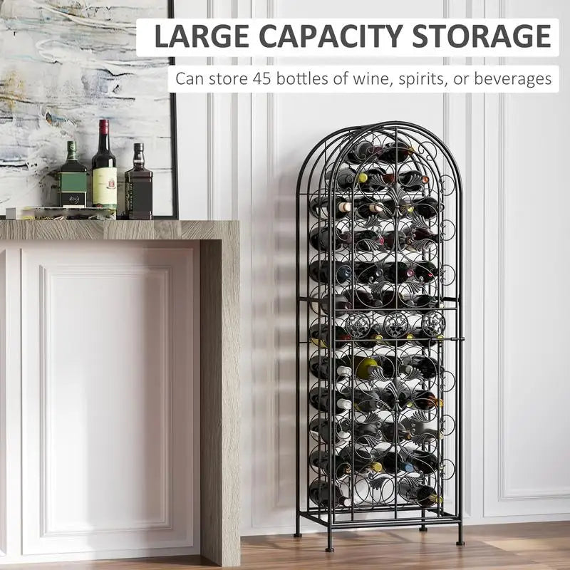 Wrought Iron Wine Rack for Home Storage and Display - Elegant and Durable Wine Holder for Bottles, Ideal for Kitchen or Dining