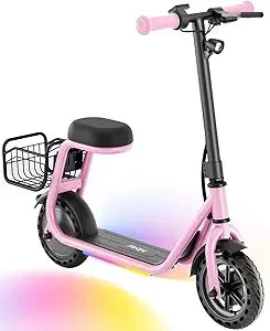 Child Electric Scooter with Seat, UL Certified, 100W Motor, 9.3 MPH, 3-Speed Adjustable, Suitable for Ages 4-10