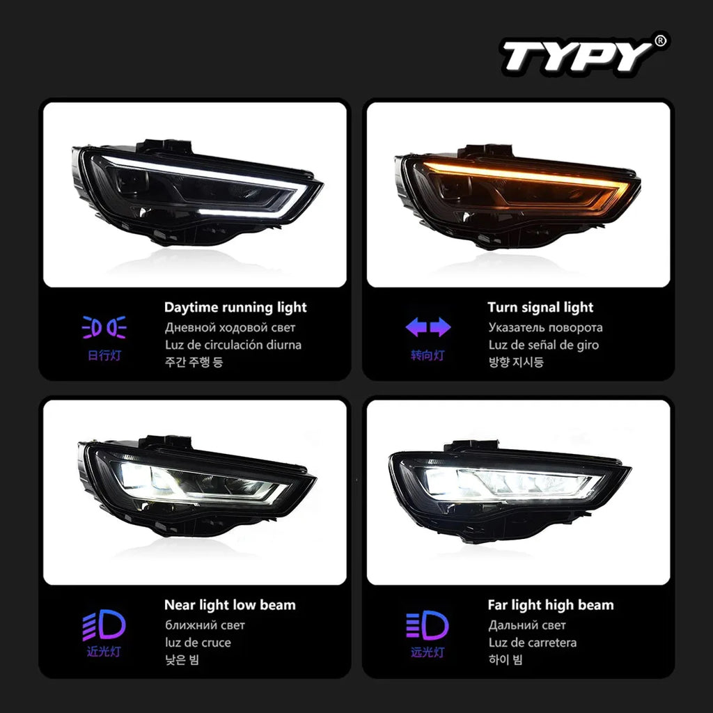 Car Headlights For Audi A3 2014-2016 LED Car Lamps Daytime Running Lights Dynamic Turn Signals Car Accessories