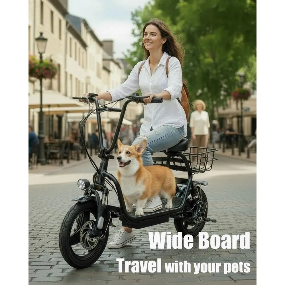 Foldable Electric Scooter with Seat for Adults 800/1200W Motor 30 Miles Range 20Mph 14" Fat Tire IPX4 Waterproof Customized