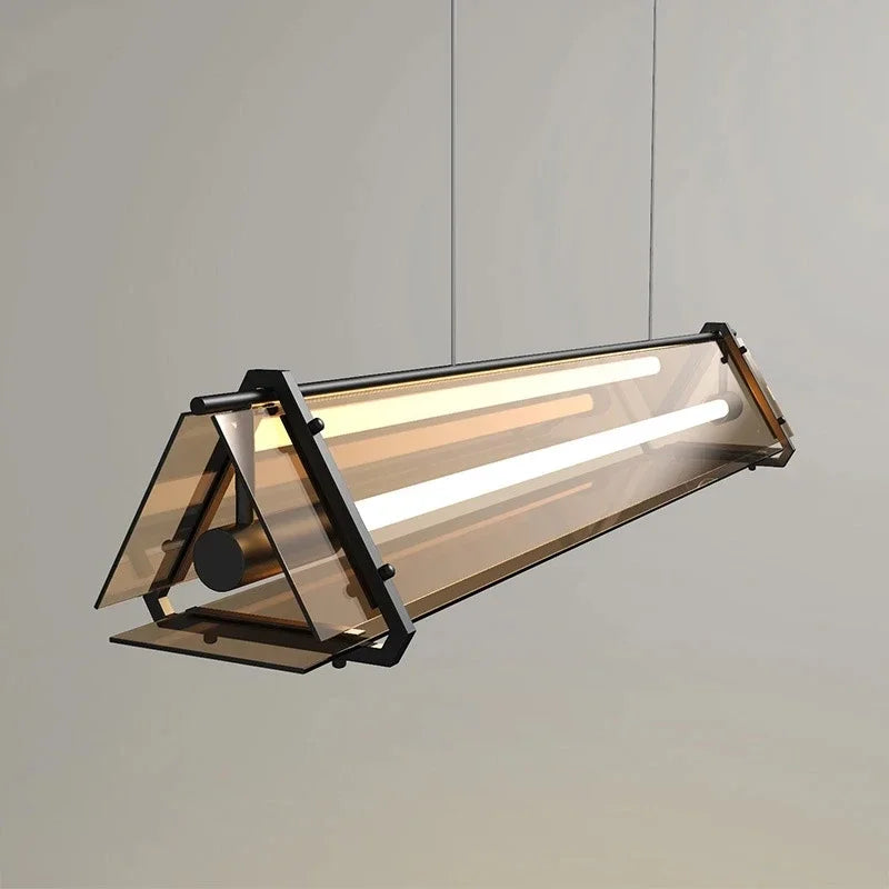 Glass Dining Table Island Pendant Lamp Modern Design New Minimalist LED Amber Suspension Kitchen Lighting Fixture Decor