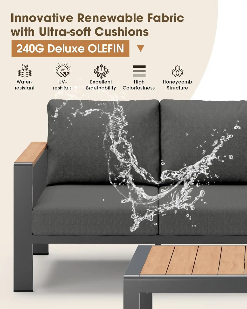 Aluminum Outdoor Patio Furniture Set 8 Seats, Outdoor Sectional Corner Sofa, Patio Conversation Set with Coffee, Customized