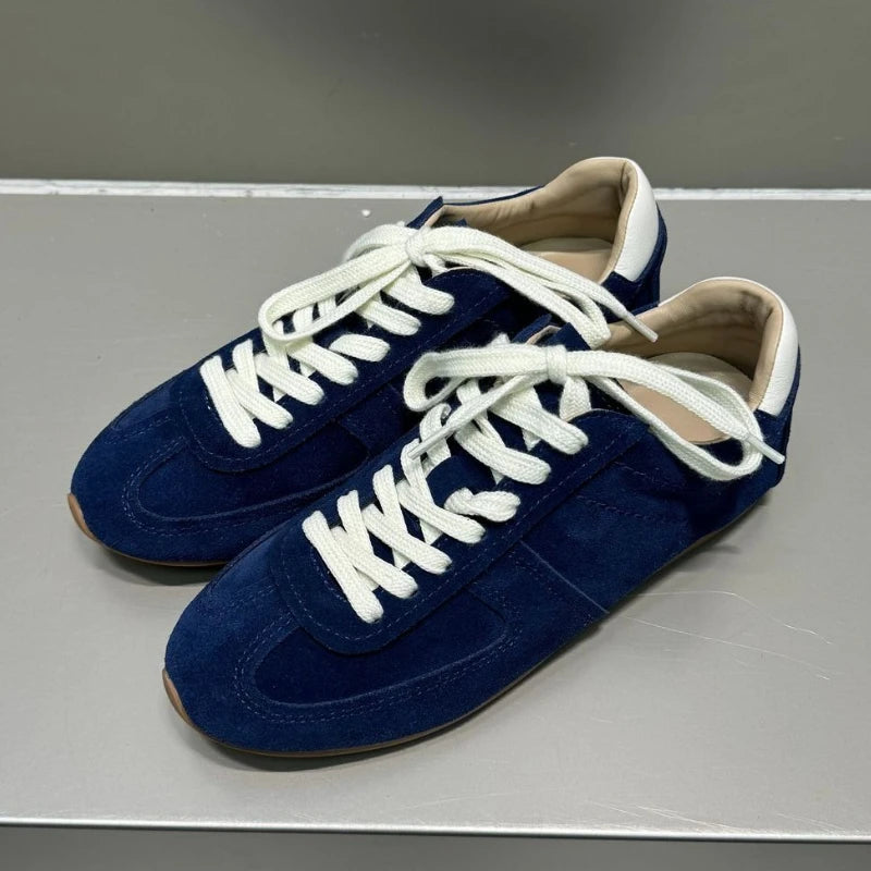 Women  Sports Shoes Suede 2025 New Retro Training Flat Casual Shoes Genuine Leather Agan Women's Shoes