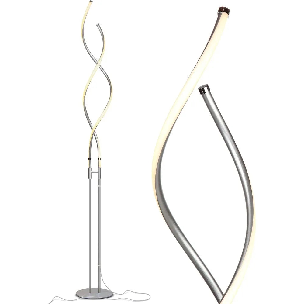 Adjustable Modern Spiral LED Floor Lamp - Dimmable for Living Spaces and Office Settings
