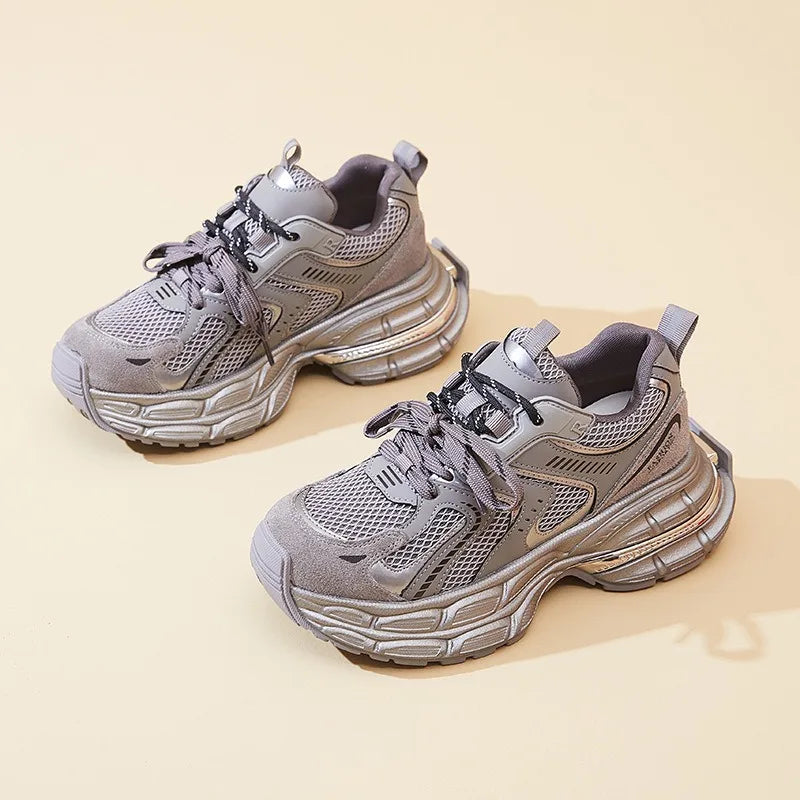 Female Soft Bottom Daddy Shoes Black Autumn and Winter Sports Female New Casual Female Thick Bottom Increase Warm Running